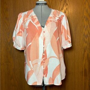 Esprit women’s peach floral blouse - L